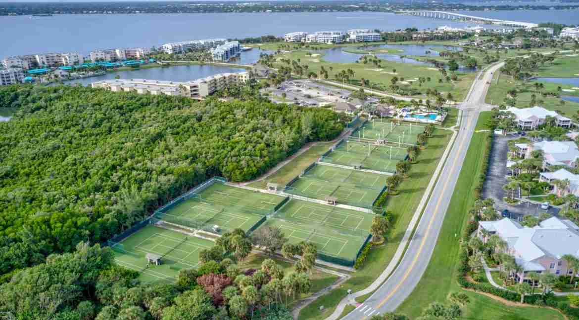 Tennis Court Aerial looking West to Bridge