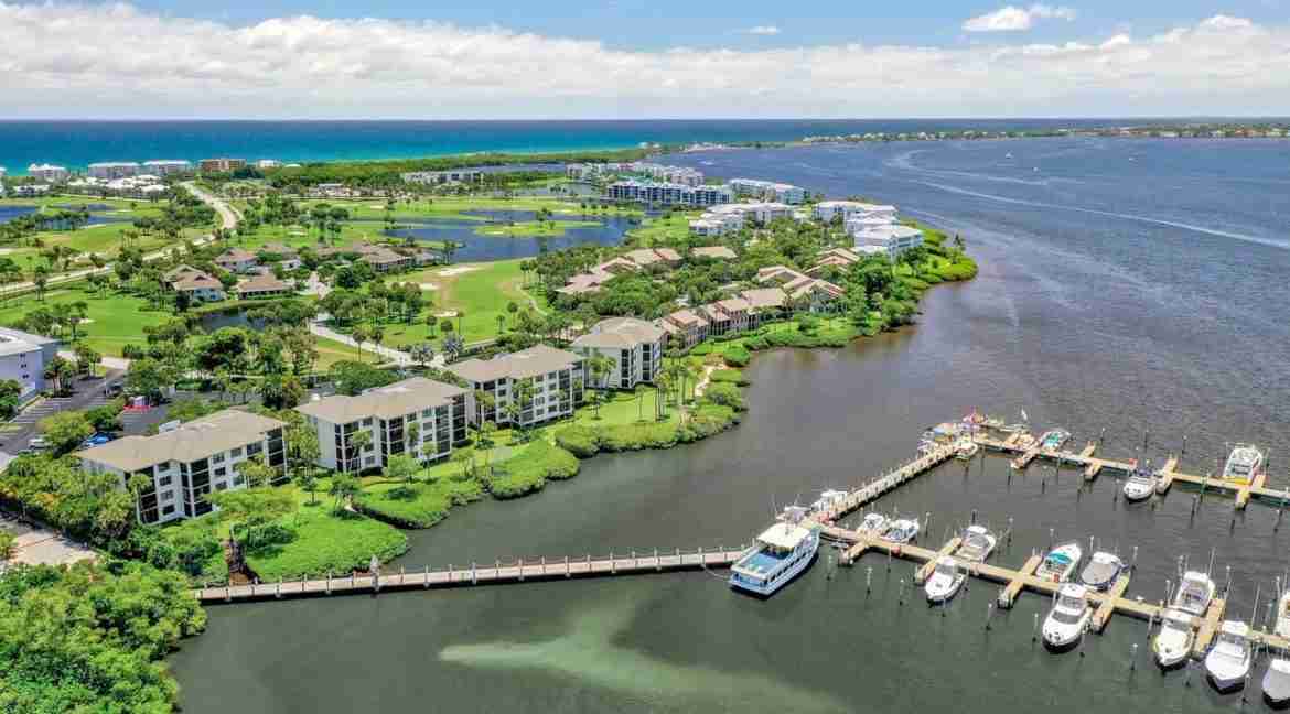 Aerial RV all Four Bldgs looking East plus Marina